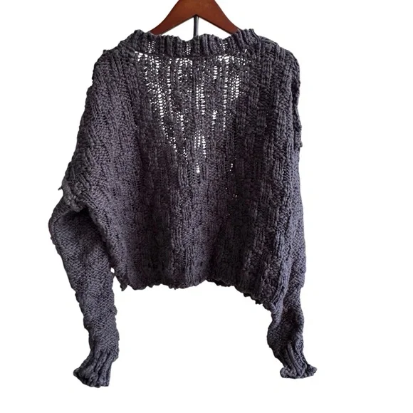 Free‎ People Oversized Bohemian Crop Sweater - Picture 8 of 10